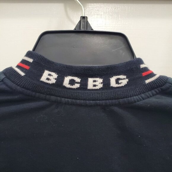 BCBGMaxAzria Women's Y2K Navy White Stripe Embroidered Cropped Tracksuit Sz L - Picture 7 of 12